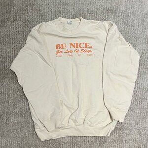 SPORTY & RICH BE NICE CREWNECK MILK/GUAVA